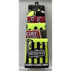 Beetlejuice the Movie  Socks 6 Pair CREW SOCKS Men Size 8-12‎ Bioworld
